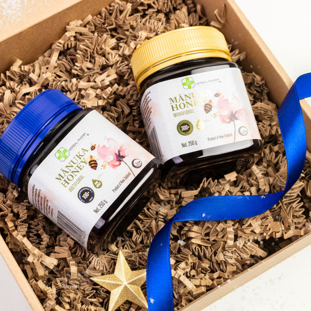 Zestaw Miód Manuka 100+ i 300+ MGO | Prezent na Odporność | Herbal Pharm