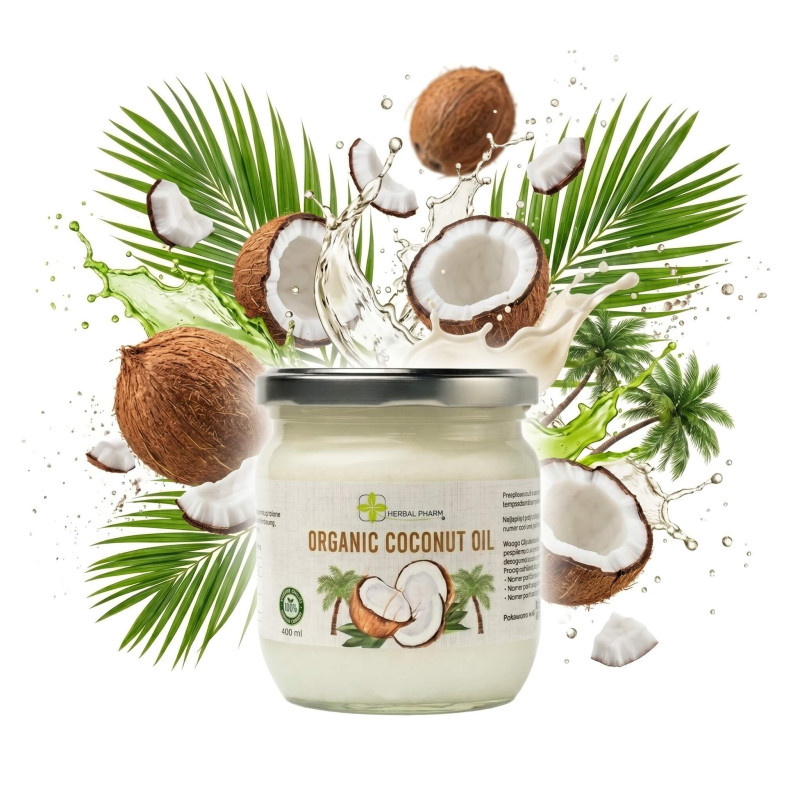 Olej Kokosowy Extra Virgin BIO 400ml | Tłoczony na Zimno | Herbal Pharm