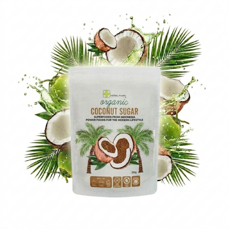 Ekologiczny Cukier Kokosowy BIO | Niski Indeks Glikemiczny | Herbal Pharm