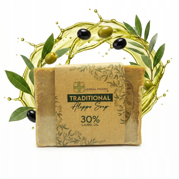 Tradycyjne mydło Aleppo z 30% olejem laurowym, 200g  (100% wyprodukowano w Syrii)