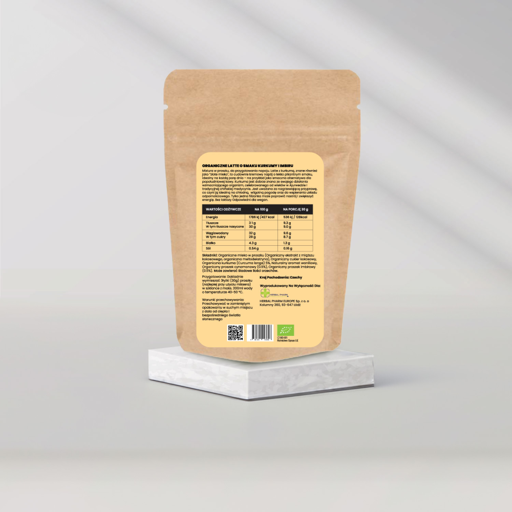 Organiczne latte o smaku kurkumy i imbiru